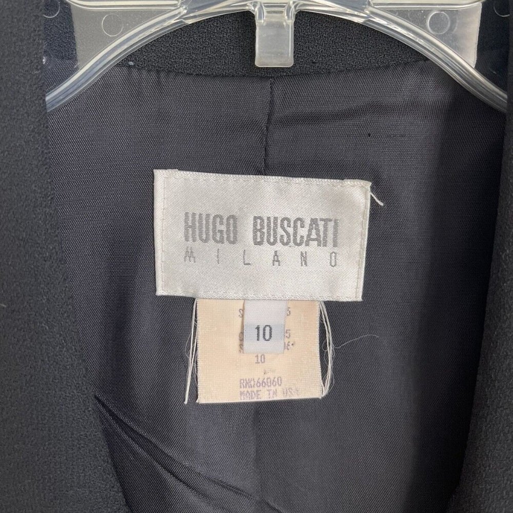 Vtg Hugo Buscati Milano Black Embroidered Blazer Jacket - Picture 2 of 7